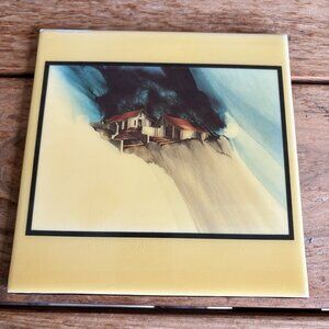 Albert Dreher “A Distant Place” Signed Ceramic Art Tile 8x8 Inch Square READ